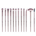 6-piece eyeshadow brush set with man-made fibre bristles in khaki finish, arranged on a flat surface.