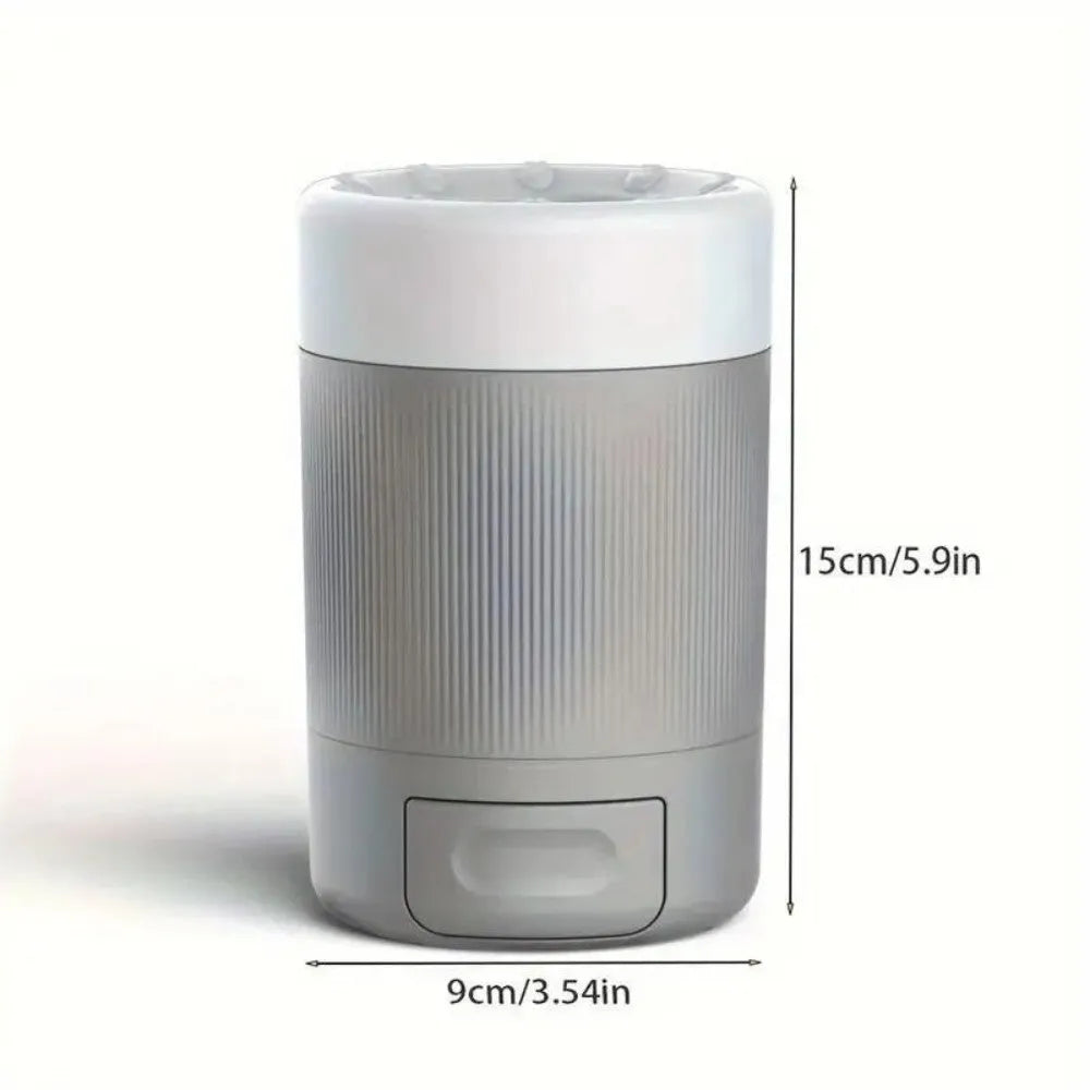 Semi-automatic pet foot washing cup in grey or orange, 14.5cm ABS paw cleaner with inner brush roller