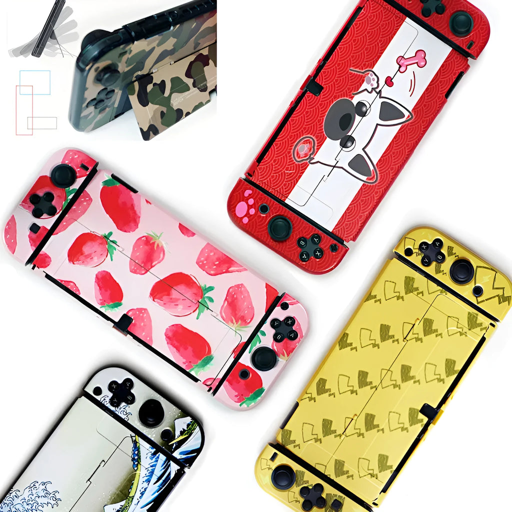 Nintendo Switch OLED hard case in various patterns with crystal shell protection