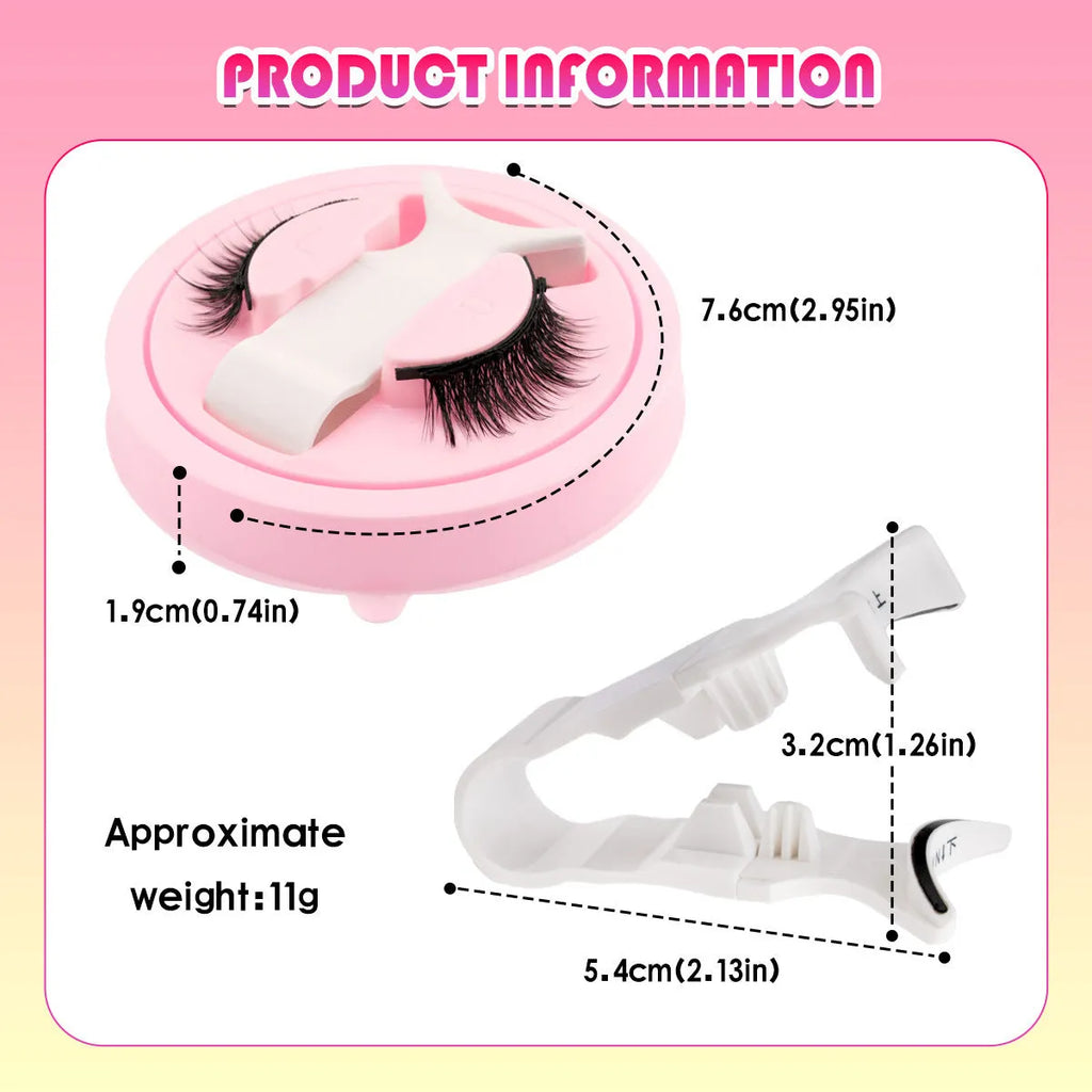 Glue-free reusable waterproof false eyelashes in thick artificial fibre, showing multiple style options.