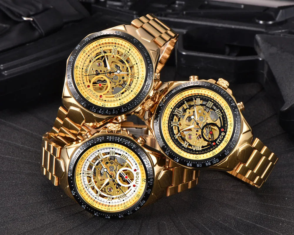 MCE men's mechanical watch with explosion-proof case in multiple colour options
