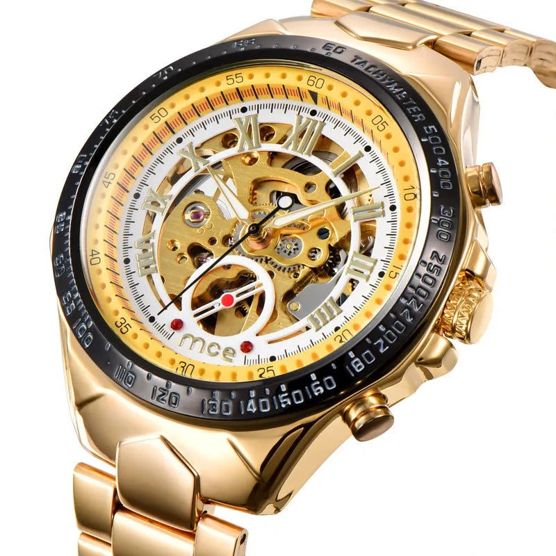 MCE men's mechanical watch with explosion-proof case in multiple colour options