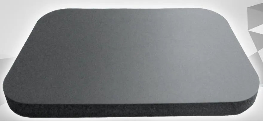 Black NBR foam yoga knee pad measuring 29x19x1.5cm with 15mm thickness for floor exercises