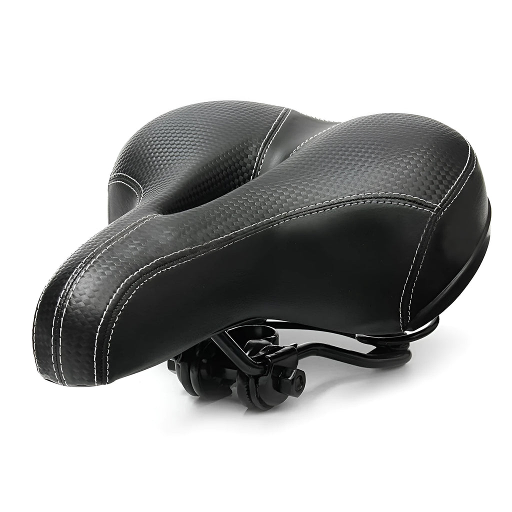 Black leather bicycle saddle for mountain bike, a single replacement seat with standard rails