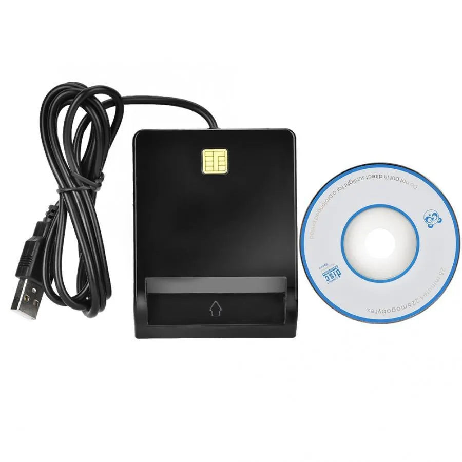 DM-HC65 USB Smart Card Reader in black ABS housing with USB 2.0 interface for secure card reading