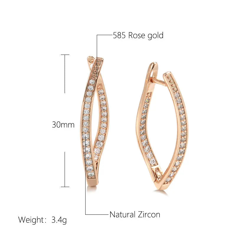 A pair of geometric drop earrings for women made from copper with zircon detail, in colour H0493.