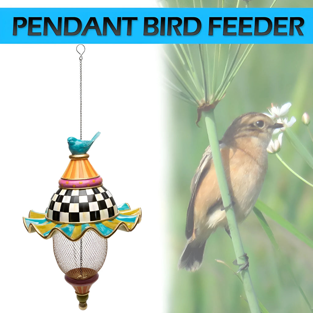 Metal bird feeder creative pattern birdhouse hanging decor for garden with iron construction and six style options