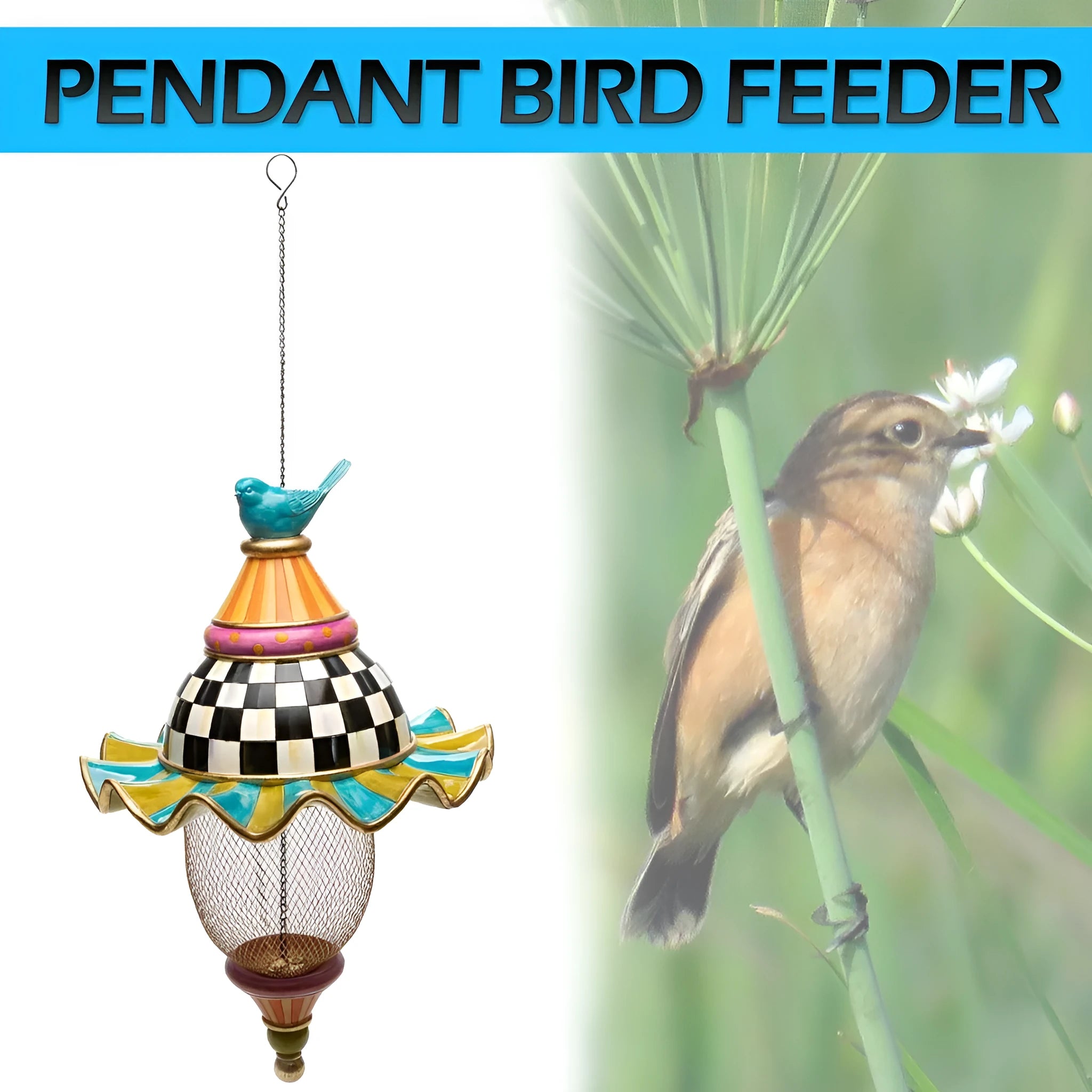 Metal bird feeder creative pattern birdhouse hanging decor for garden with iron construction and six style options