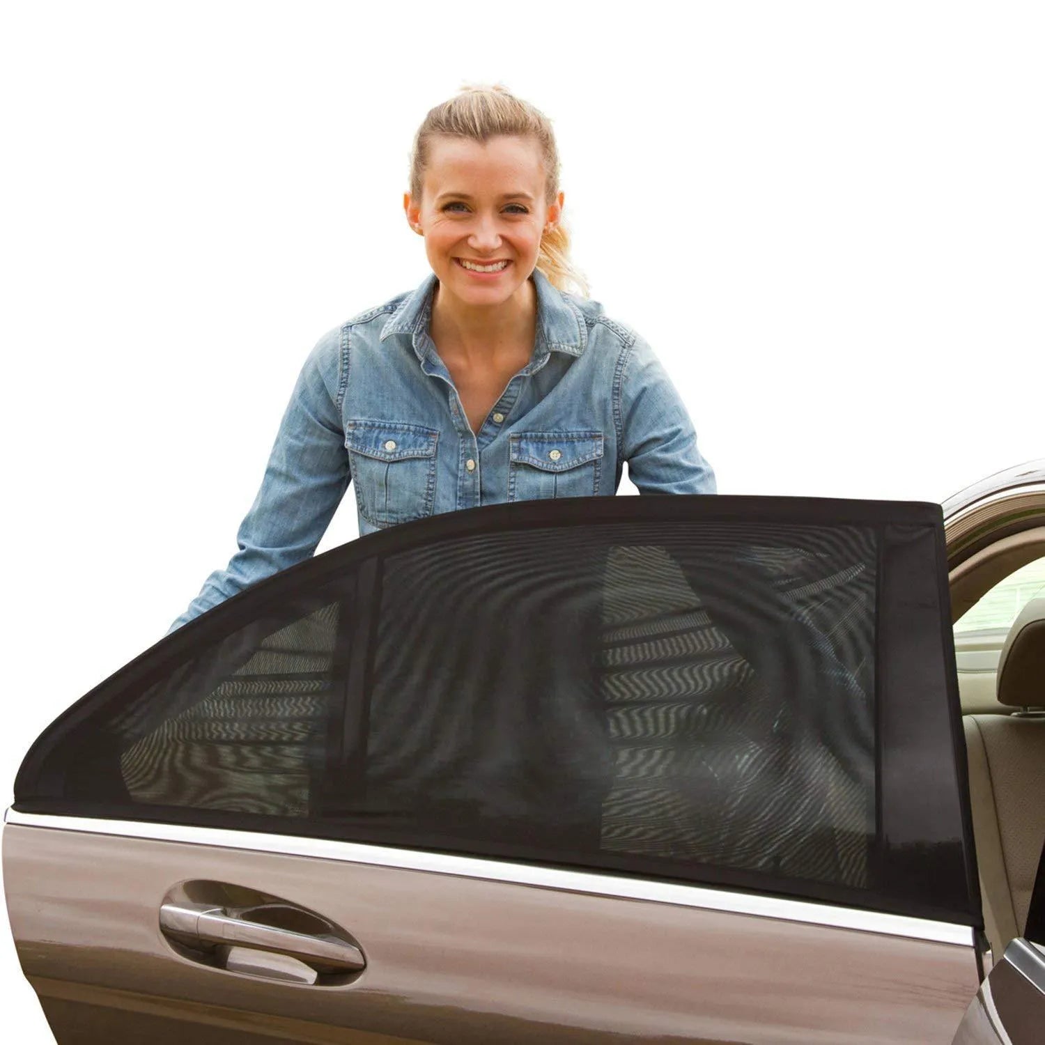 Car sunscreen and mosquito screen 50D stretch net translucent shade curtain for vehicle window