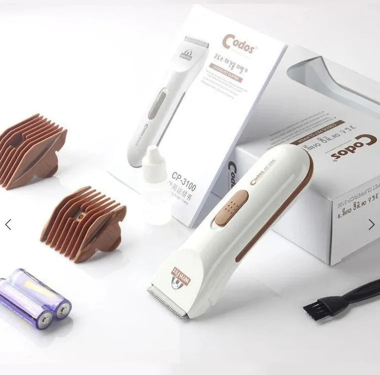 White pet grooming clipper with ceramic blade for dog and cat coat trimming