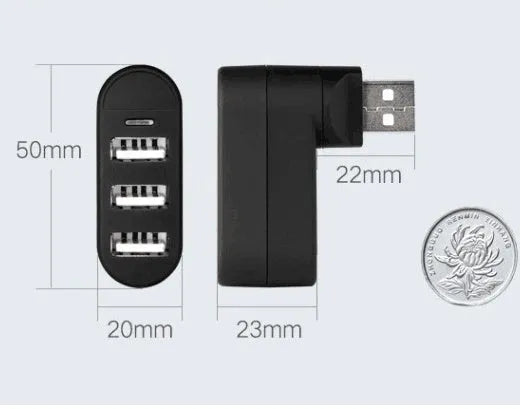 USB hub splitter with multi-interface design in black and white colour options for expanding USB connectivity