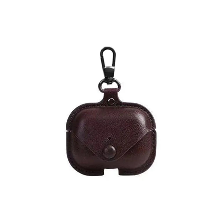 AirPods Pro protective leather case sleeve in PU with cross pattern design showing precise fit dimensions