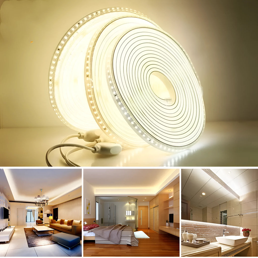 LED patch light strip 120 LEDs per metre 220V waterproof indoor lighting warm white or white with plug