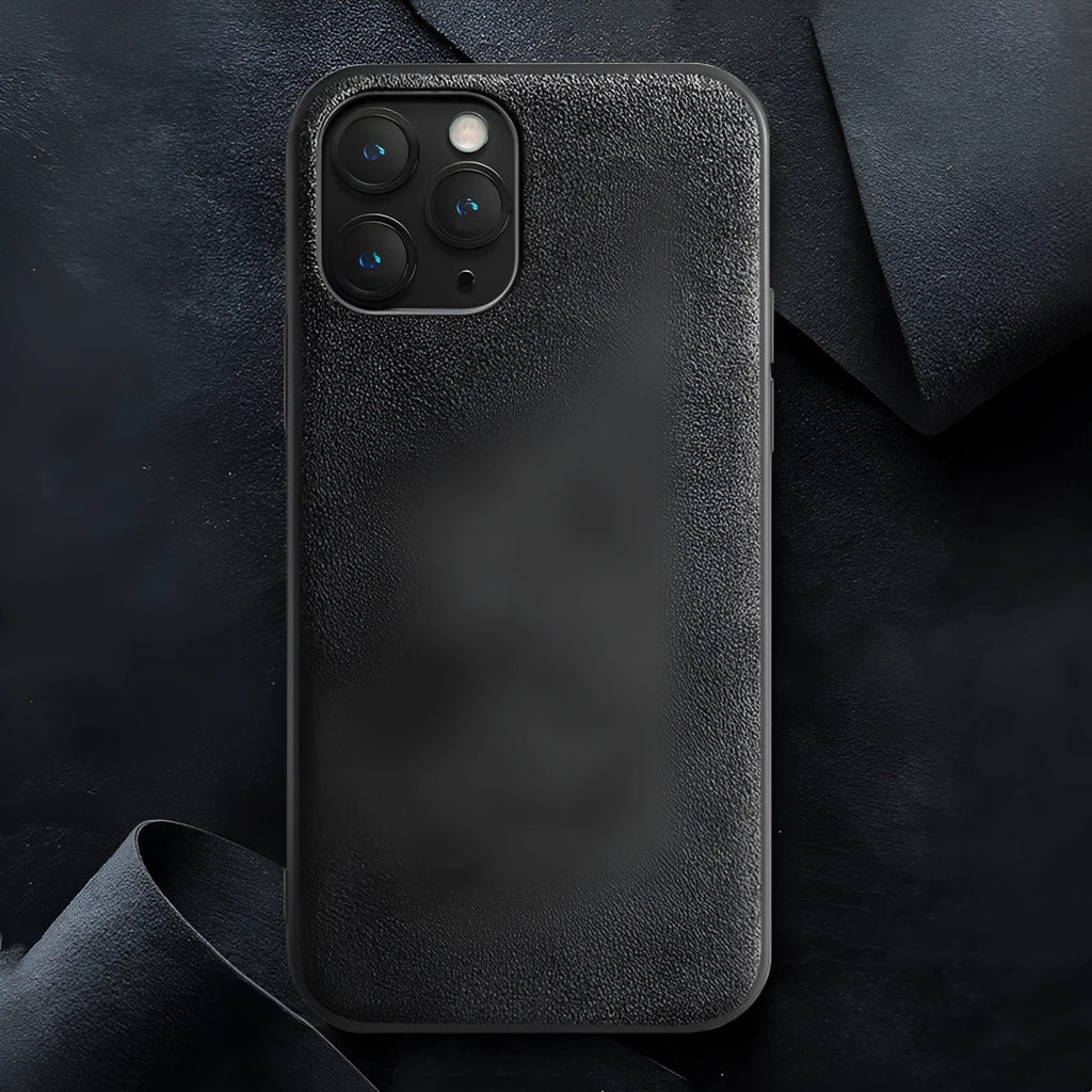 Suede iPhone case in dark blue colour showing back cover style for iPhone 13 Pro Max