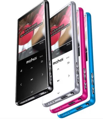 Ultra-thin student sports MP3 MP4 player with 2.4 inch touch screen in black, silver, blue, and red colours