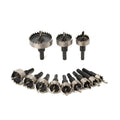 2-piece cutter drill bit set with 12 HSS stainless steel hole saw bits from 15mm to 50mm