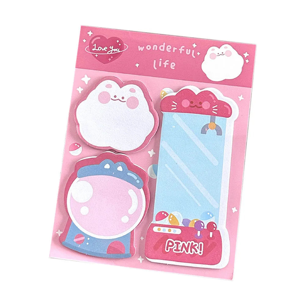 Cartoon special-shaped sticky notes, 60 paper sheets, 10 x 13cm, in four cover colour options
