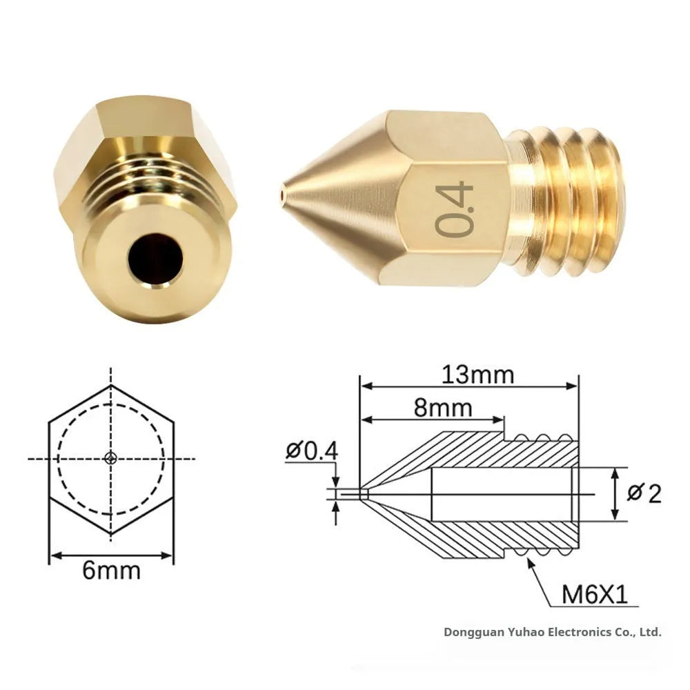 MK8 brass nozzle and stainless steel cleaning pin kit for Creality 3D printers.