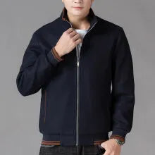 Men's grey sport-style fleece jacket with long sleeves on a hanger.