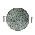 Round wrought iron storage tray with belt detail in European style
