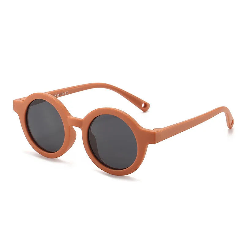 Children's silicone sunglasses with round frame for 0-3 year olds showing colour options