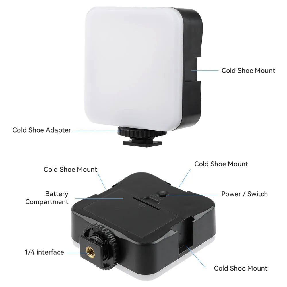LED mini square outdoor pocket light tripod flash with universal camera compatibility