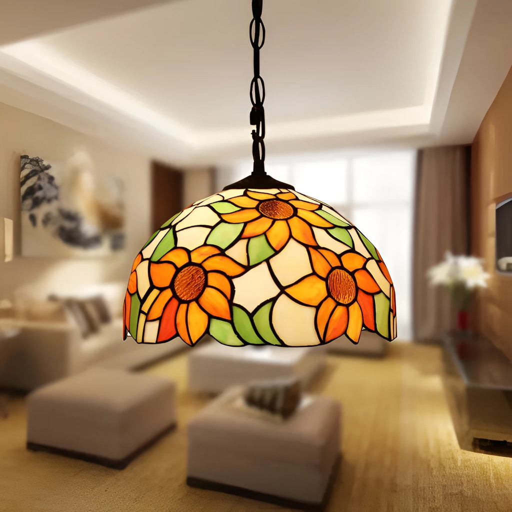 European retro baroque style chandelier with coloured glaze finish and abstract shapes.