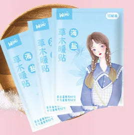 A single self-heating uterus warming plaster with herbal paste for abdominal application.