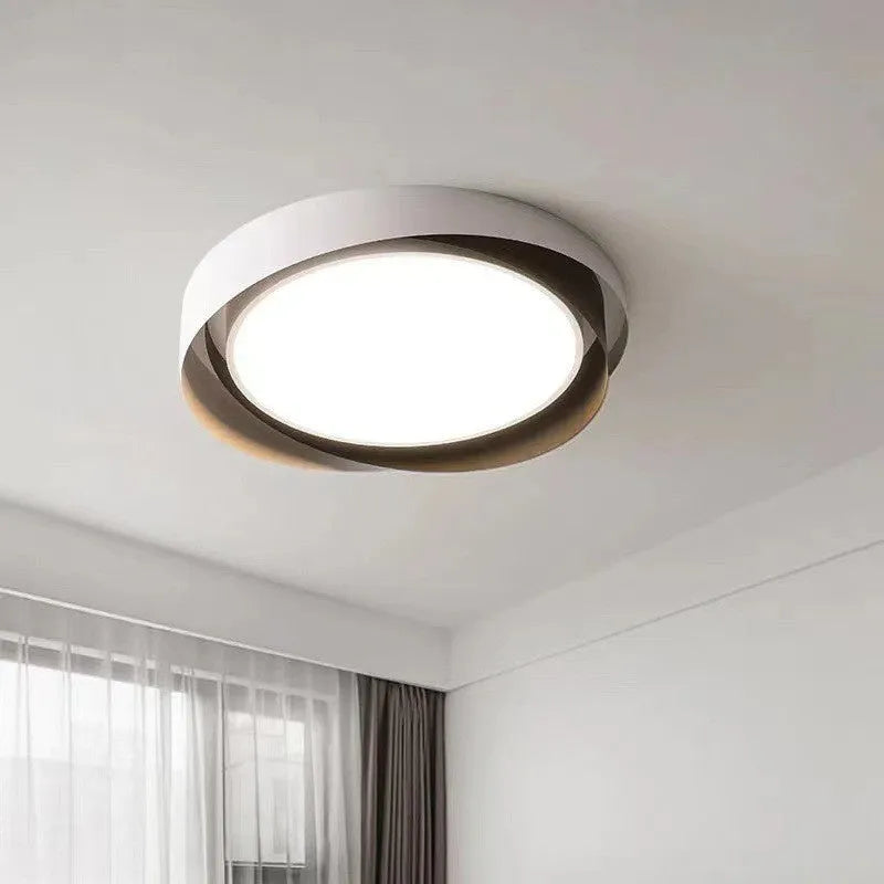 Minimalist bedroom ceiling light with iron body and acrylic shade, 40cm or 50cm diameter, white black colour option