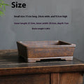 Purple sand rectangular bonsai pot with firewood burning pattern for pine and cypress plants