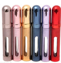 12ml portable perfume bottle, aluminium bottle with glass liner, 115mm x 20mm, 24g, shown in blue gold pink red silver violet
