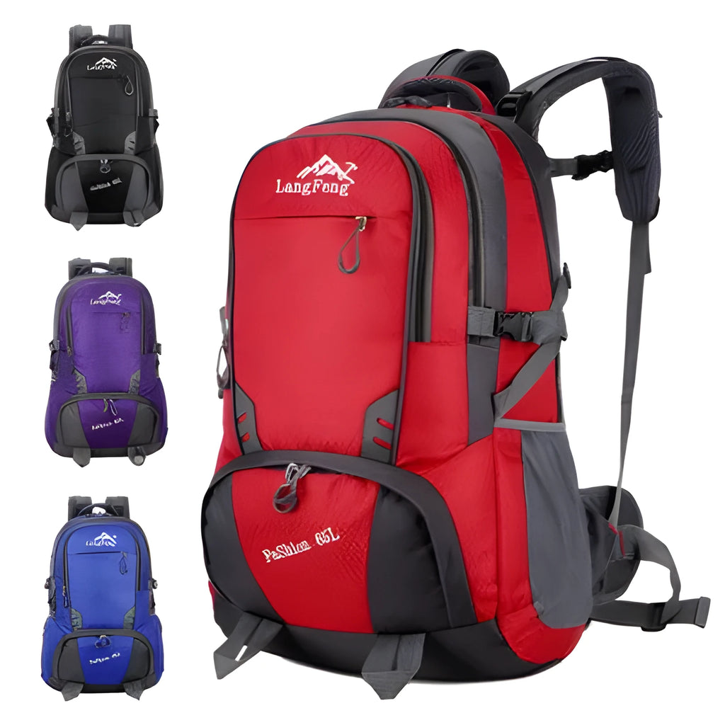 Outdoor waterproof nylon backpack 56-75L with 15-inch laptop compartment, 36cm x 60cm x 20cm, 1.0kg