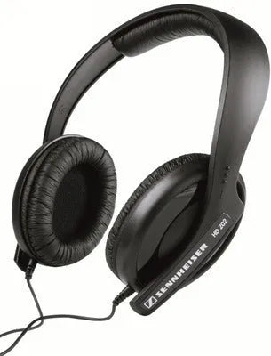 Black head mounted stereo headphones with 40mm speakers and 3.5mm plug