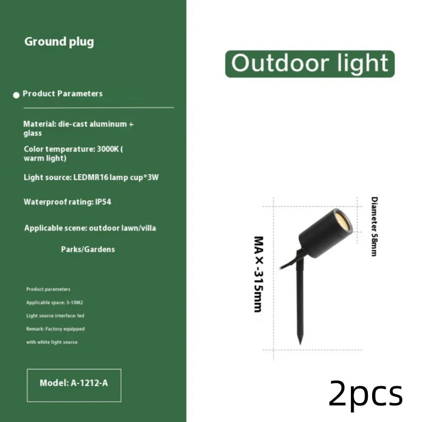 Outdoor aluminium ground lamp with LED lighting for garden pathways