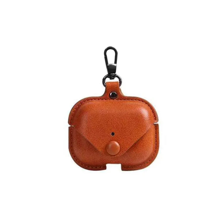 AirPods Pro protective leather case sleeve in PU with cross pattern design showing precise fit dimensions