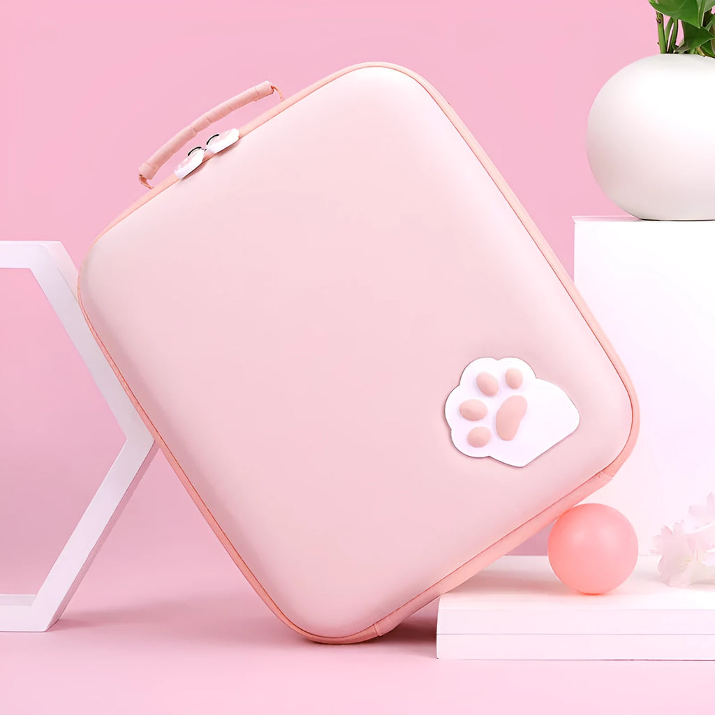 Nintendo Switch game storage bag in black, blue, or pink with shoulder strap.