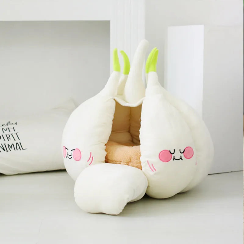White cotton pet tent bed for cats and small dogs, 40 x 28 x 20 cm, with 12 cm PP cotton filling and removable mat