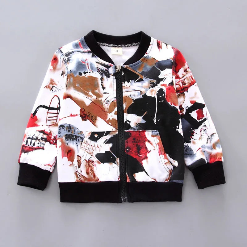 Boys black autumn winter three-piece Korean style suit with long sleeves and trousers