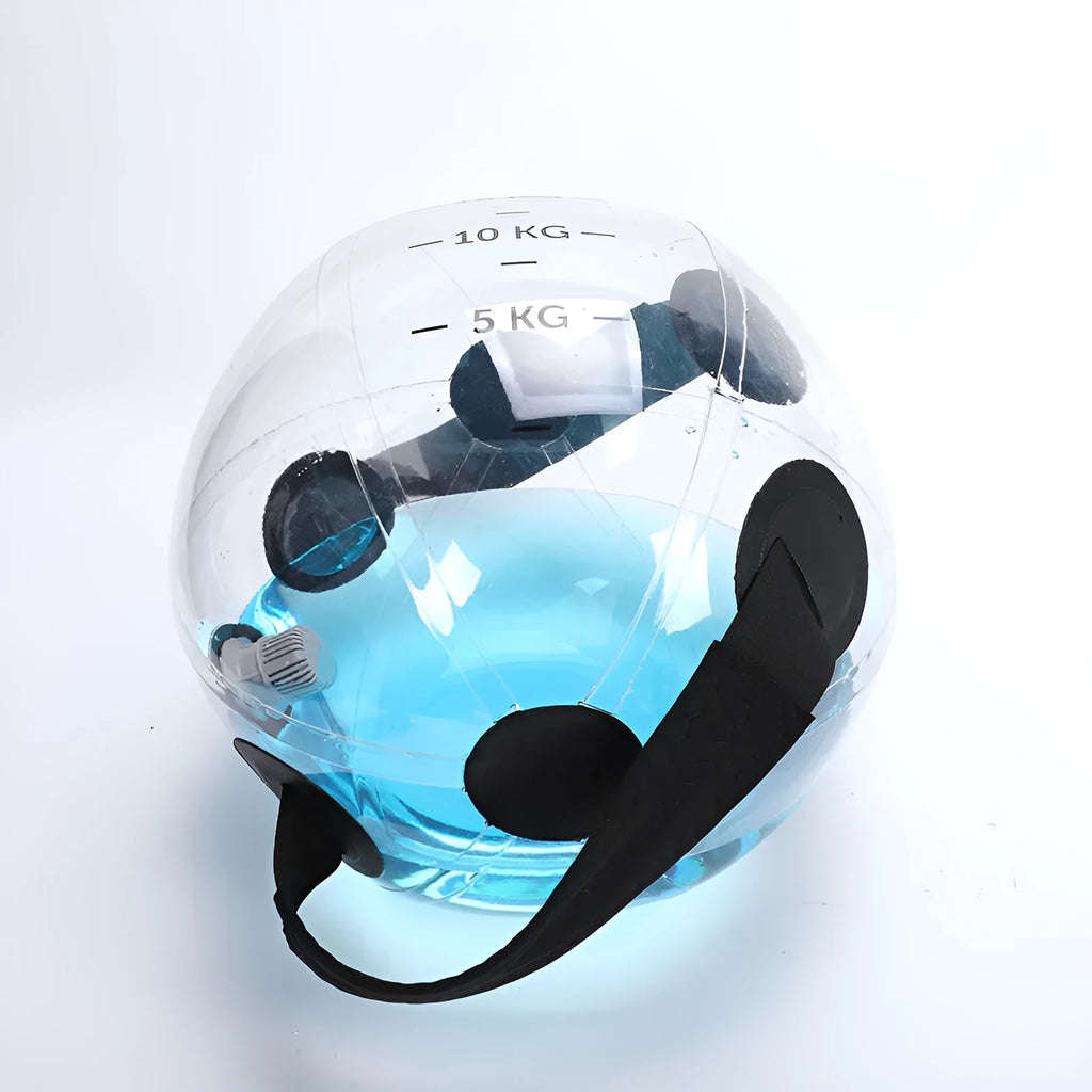 Transparent PVC counterweight water fitness ball D38cm empty on white background