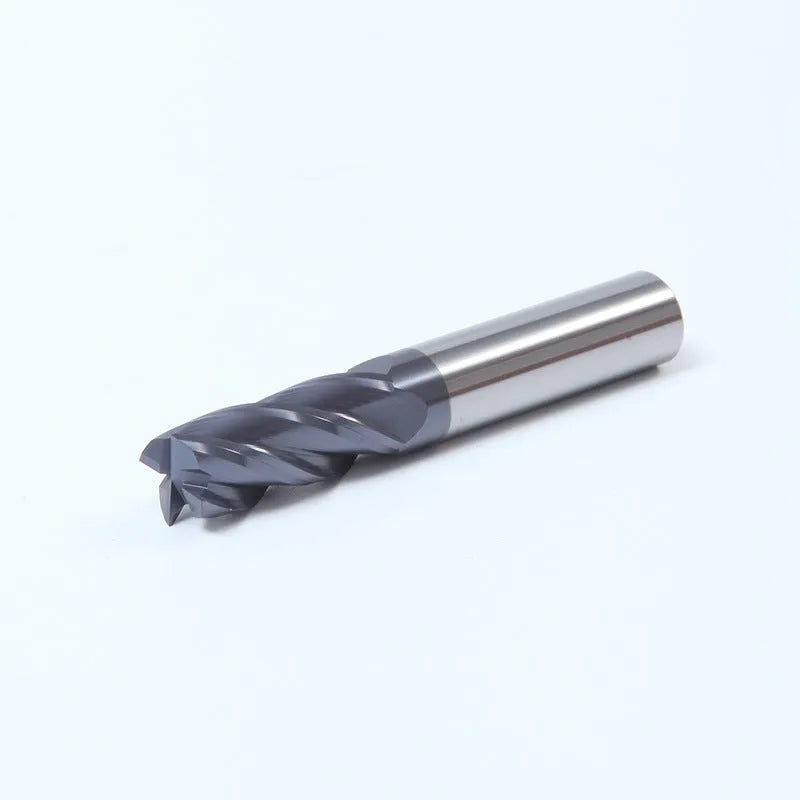 Carbide milling cutter with spiral cutting edges and straight shank for metal machining.