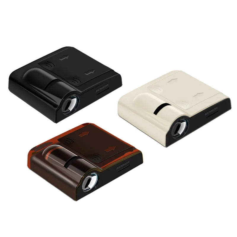 Black car decorative projection lamp with ABS plastic housing measuring 6.5 cm long