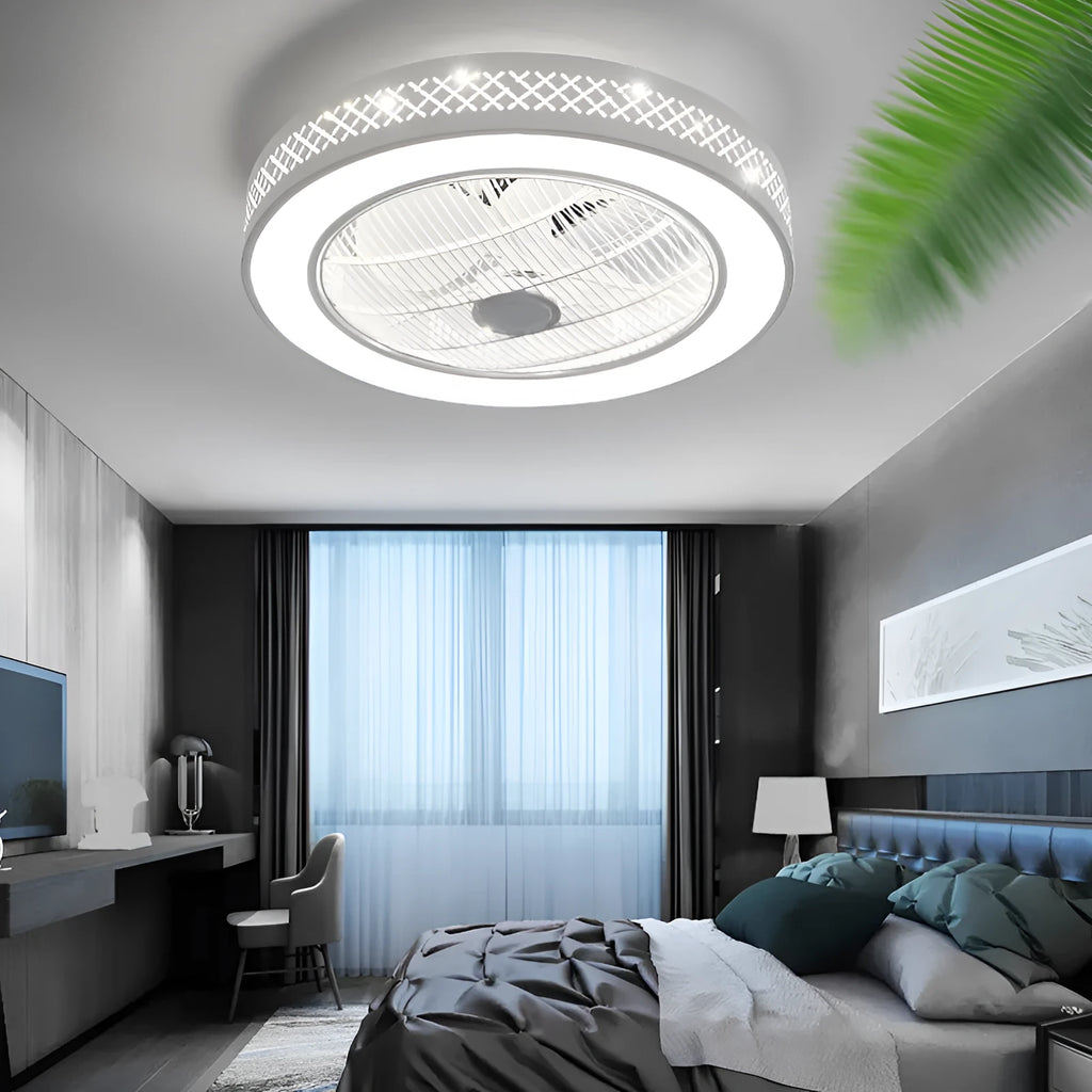 55cm pastoral ceiling fan with invisible blades and chandelier LED lighting for living room