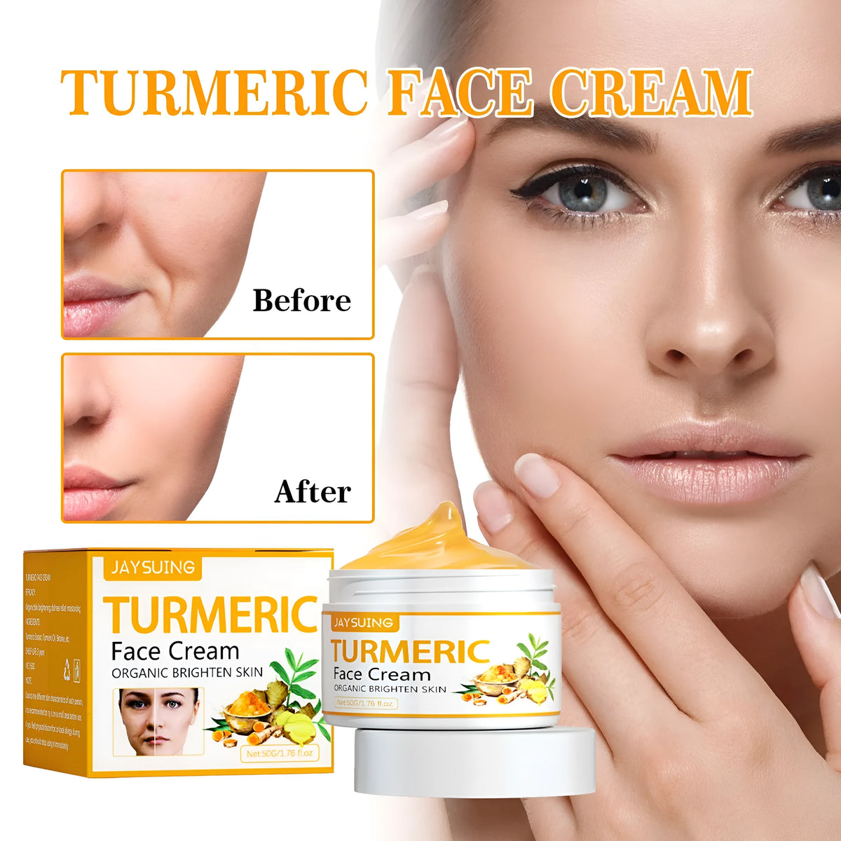 Turmeric firming face cream 50g with red chard, palm oil and fruit oil for brightening skin