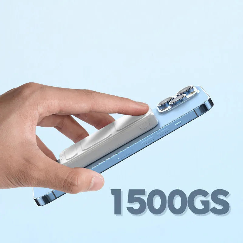 Magnetic wireless charging power bank with folding bracket showing multiple colour options
