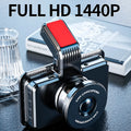 3-inch HD car dashboard camera DVR unit with separate rear camera and step-down cable for installation.