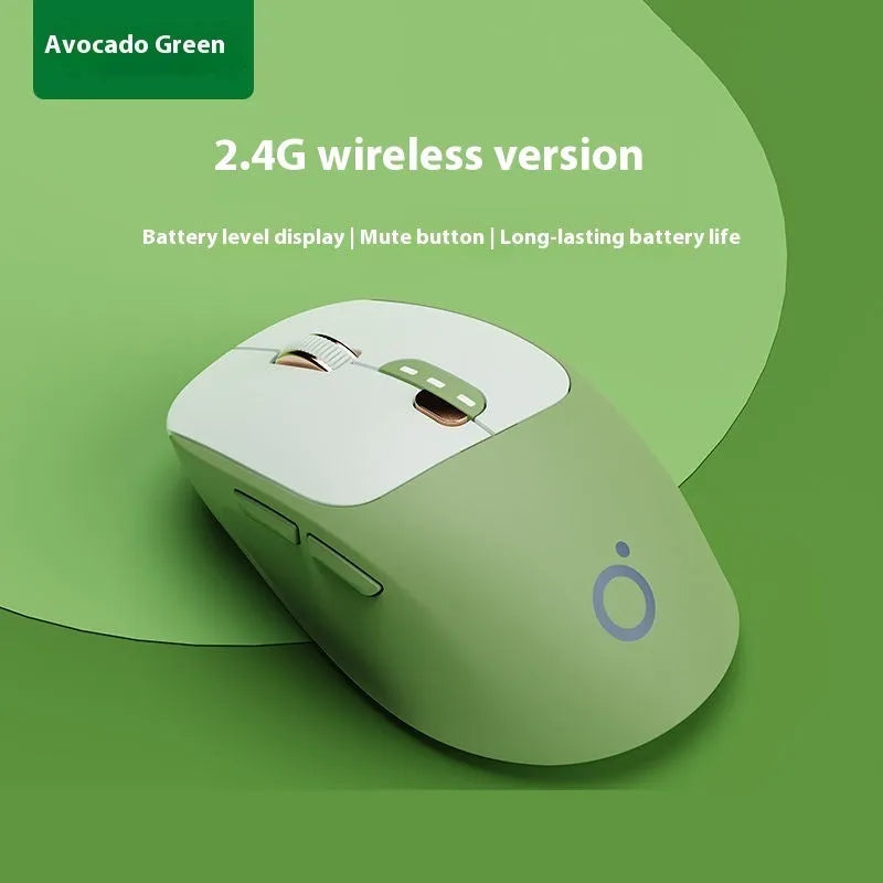 Mute wireless Bluetooth computer mouse in matcha green colour showing compact design
