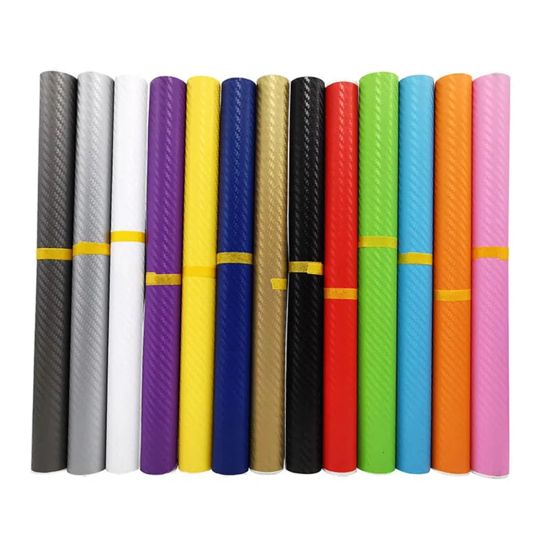 Roll of 3D carbon fibre car sticker in multiple colour options for vehicle interior and exterior decoration