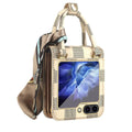 Electroplated handbag phone case for Samsung Galaxy Z Flip 5 with ribbon ornament and hinge cover
