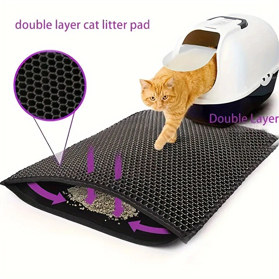 Anti splash EVA double-layer cat litter mat in six colours and four sizes for litter tray and cage use