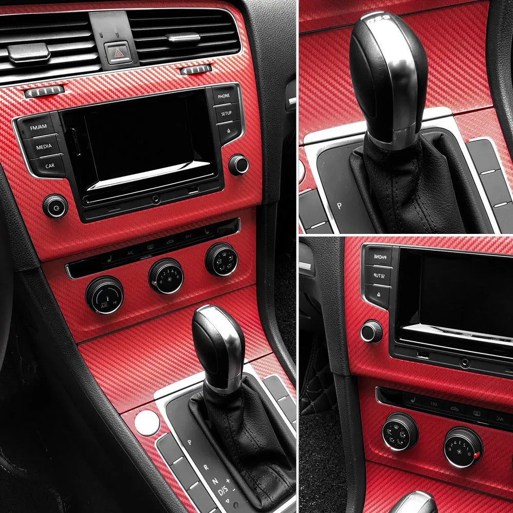 127x30cm car carbon fibre sticker roll in 14 colours including black, blue, and red for vehicle trim.